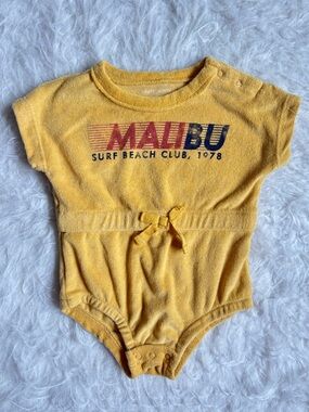 Grayson Mini Baby Yellow Terry Bodysuit with Coastal Malibu Graphic